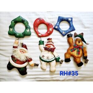 Handmade Padded Fabric Paper Mache Door Knob Hangers 3pk. - RH#35